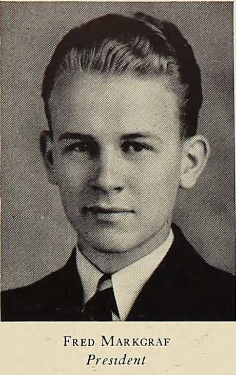 Fred Markgraf, senior class president, Tulsa Central High School, 1936
