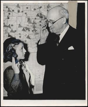 Frank Phillips sworn in as a Girl Scout, March 8, 1944