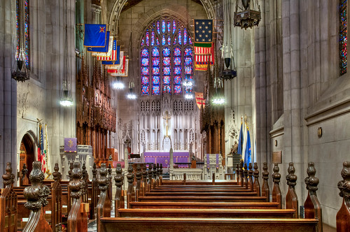Flags in Washington Memorial Chapel, Valley Forge, an active Episcopal parish