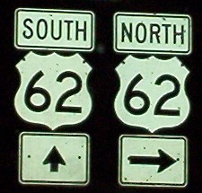US 62 North South sign near Waterboro