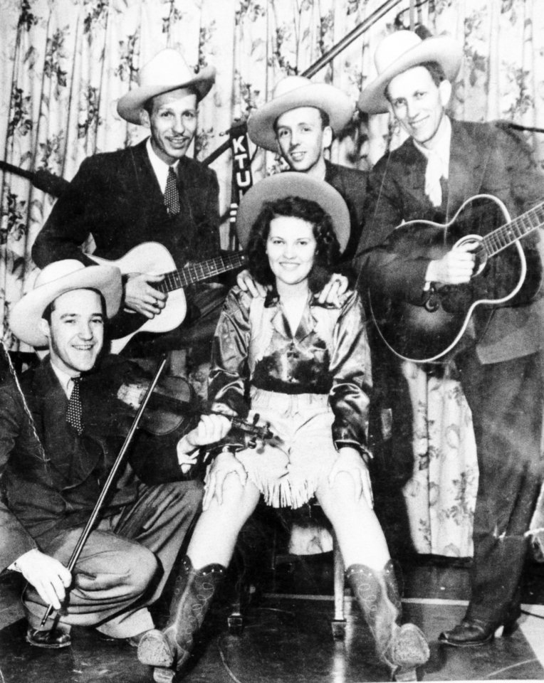 Publicity photo of Patti Page with Al Clauser and the Oklahoma Outlaws on KTUL radio