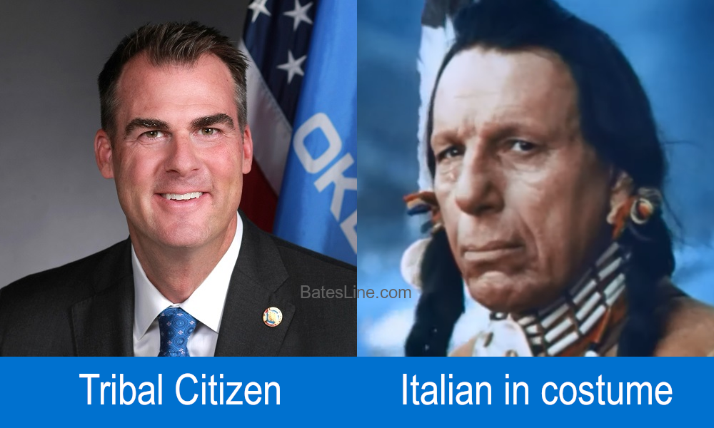 Kevin Stitt and Iron Eyes Cody, one is a tribal citizen, the other is an Italian in costume